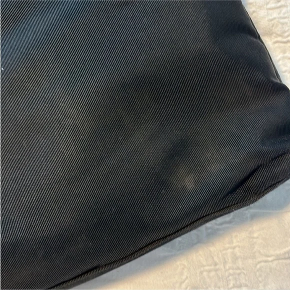 ROOTS black pebbled leather & canvas crossbody bag purse multiple pockets lined - Picture 12 of 15